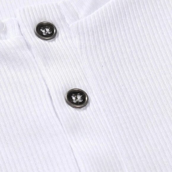 White Mens Button Up Tee - Picture 6 of 6